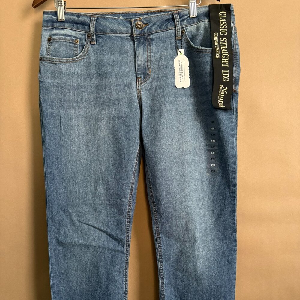 Natural Reflections Medium Wash Straight Leg Jean, Women's Size 12 Petite